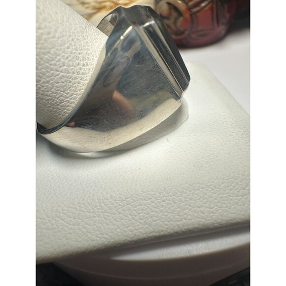 Sterling Silver 925 Mens Ring With Abalone Shell Inlay Square Design Handmade In - Picture 4 of 9